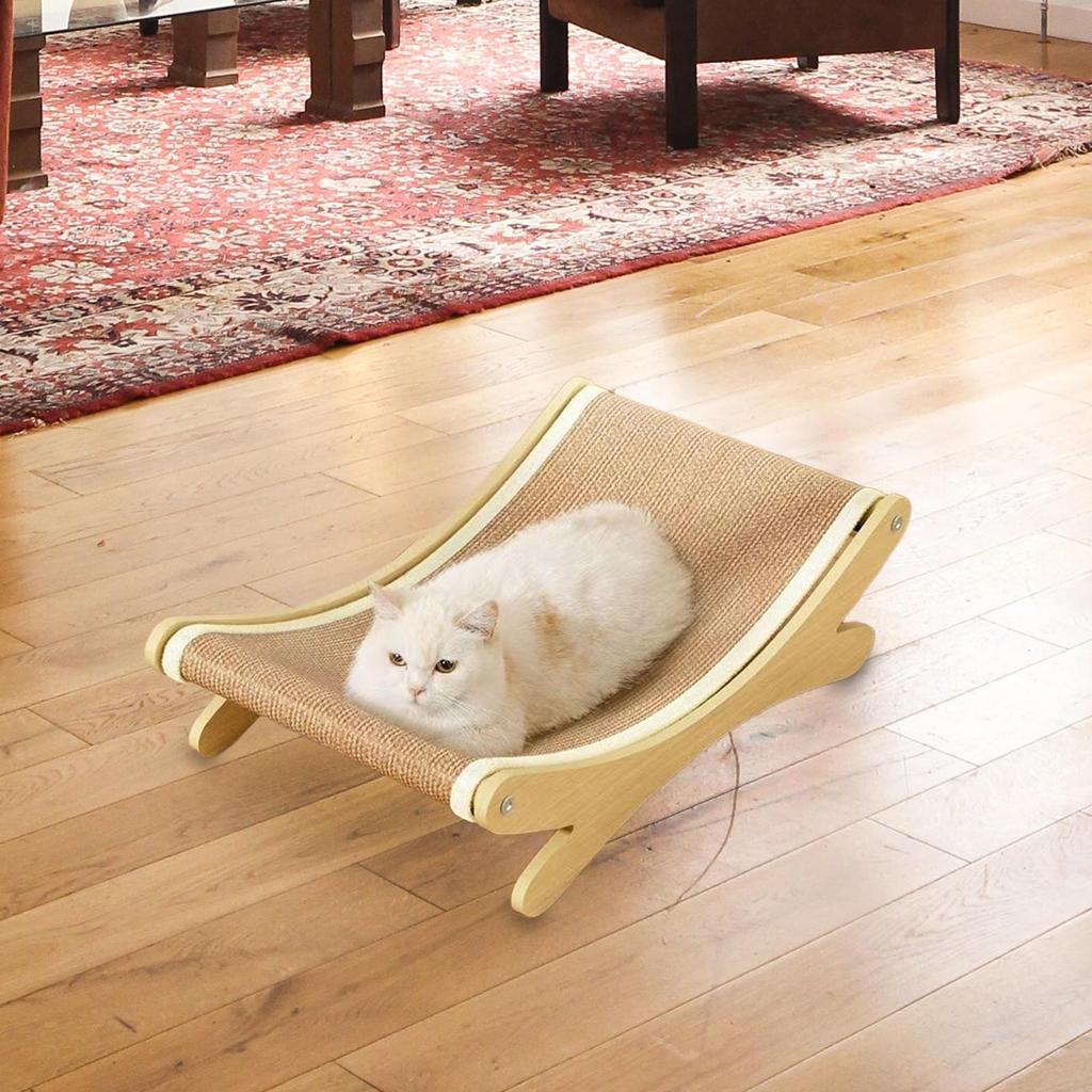 Sisal Cat Scratcher Bed Scratching Board for Kitten Large Cats Sturdy Wood Frame Furniture Protector