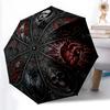 1pc Christmas Clock Combination Pattern Sturdy 8-Bone Auto Umbrella, Bright Umbrella, Digital Printed, Foldable Umbrella for On-the-Go Outdoor Use