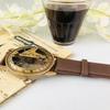Brass Marine Sundial Leather Strap Stamped Wrist Compass for Navigation Wristwatch
