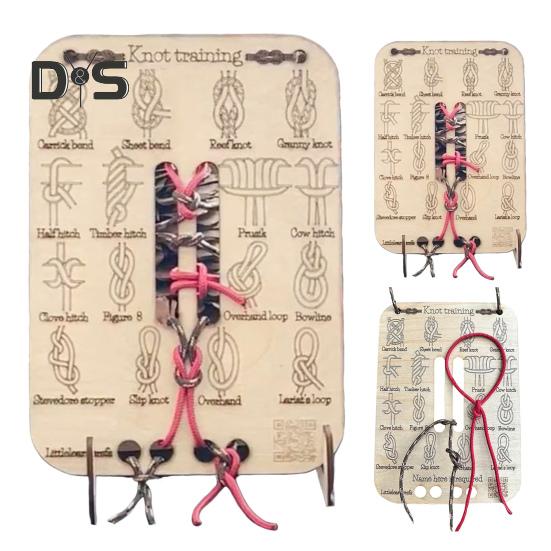 Learn Knot Training Board 16 Knots Tying Practice Wooden Board Beginner Reefs Square Knots Hands-On Learning Board Outdoor Camping Lovers Gift