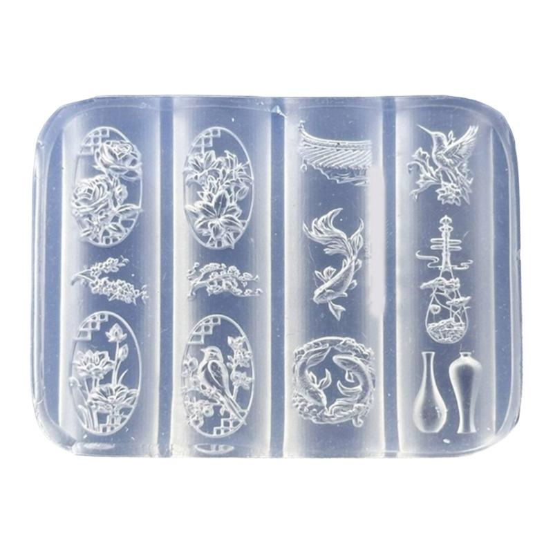 Flexible Silicone Crafting Mould With 3D Embossed Pattern For Nail Art Accessories And Resin Jewelry