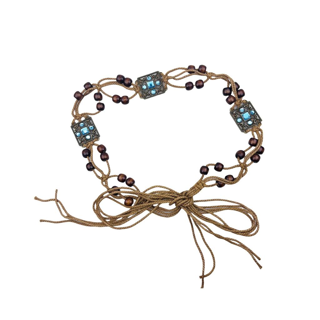 Women's Braided Butterfly Wax Rope Belt Retro Skirt Decorative Women's Waist Waist Closure Pastoral Style Skirt Belt