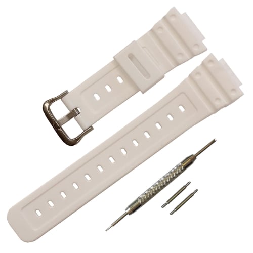 

Сменный ремешок для часов G-Shock для Casio DW-5900, DW-6100, DW-6695, DW-6900, G-6900, GW-M5610, DW-5600E и GW-6900 (J2, Белая/Серебристая пряжка)