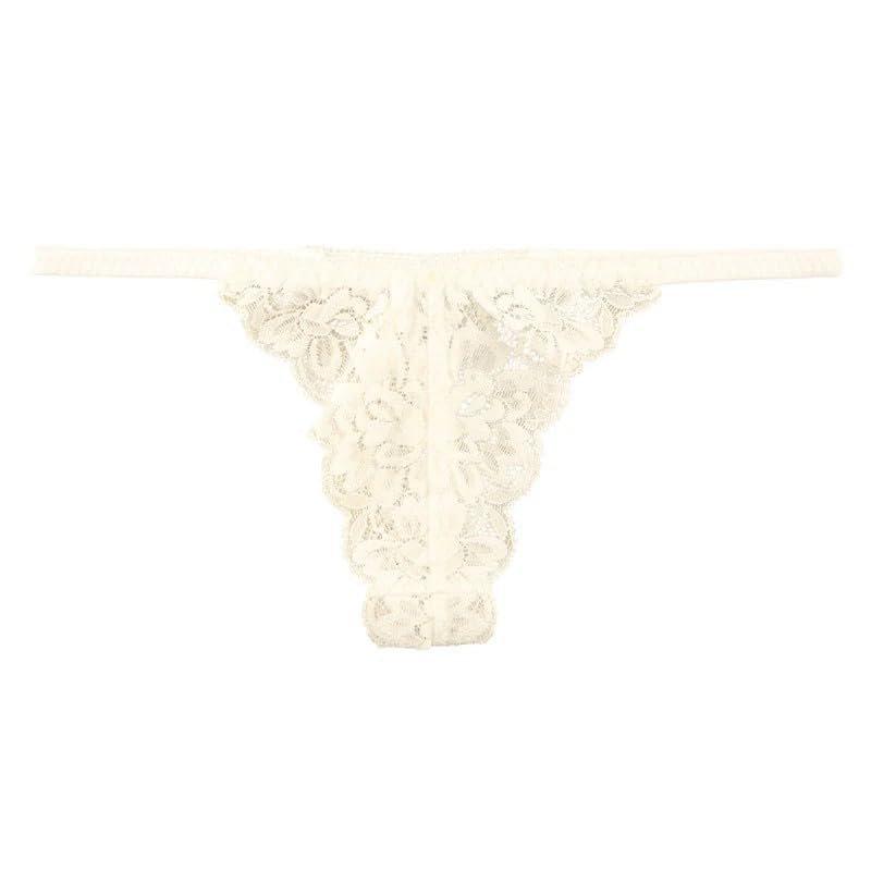 La-Pomme Women's Low-Rise Lace Thong Sheer Stretch G-String Sexy Elegant T-Back Panties Made In Japan
