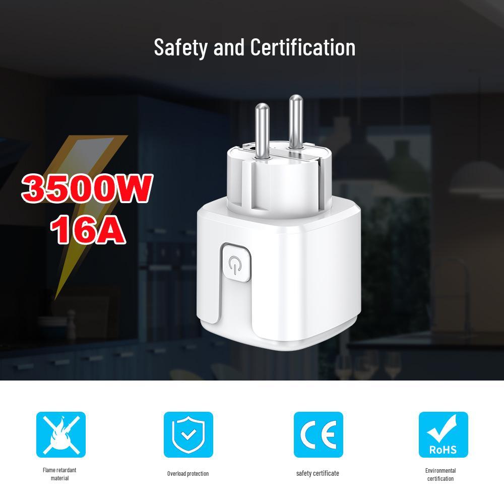 EU Standard Smart Tuya WiFi Socket with Timer, Alexa Remote Control & Metering