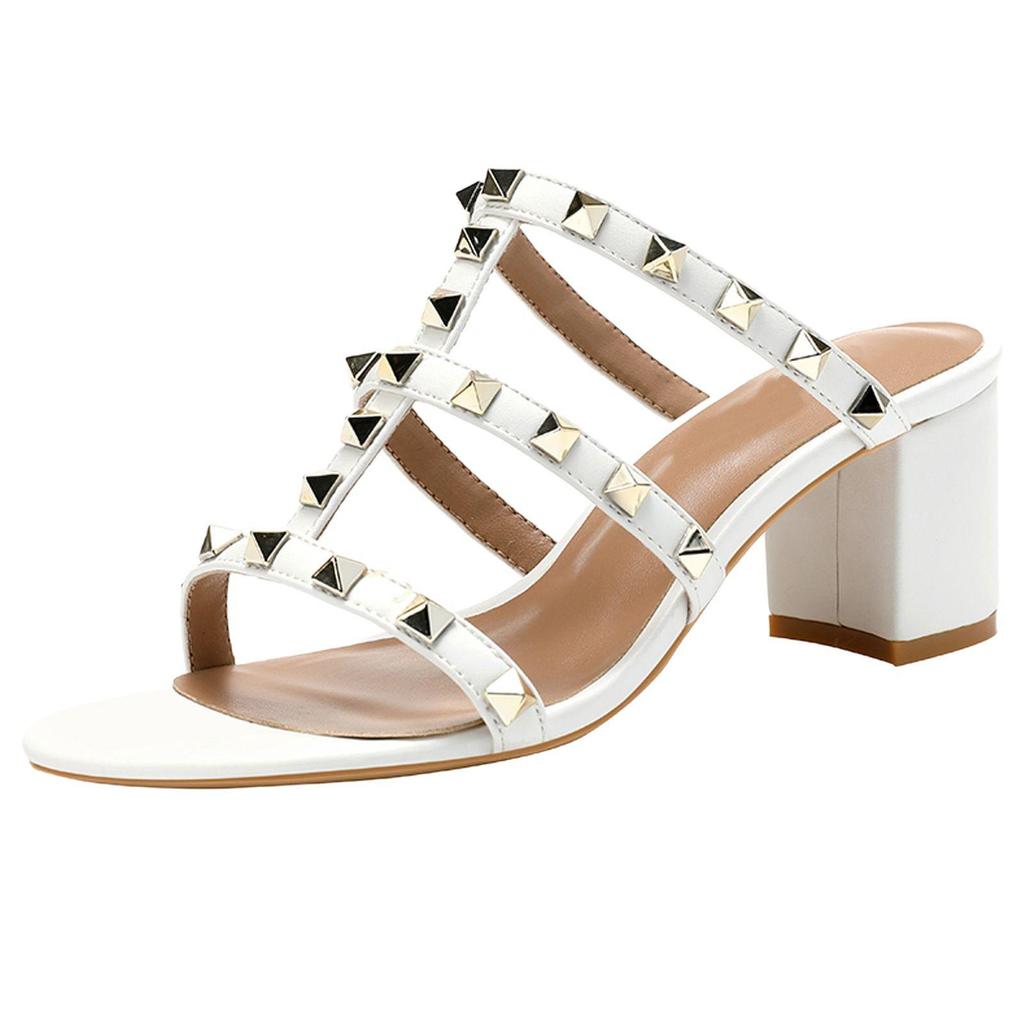 Women's Chunky Heel Peep Toe Mid-Heel Shoes – 2024 Spring/Summer