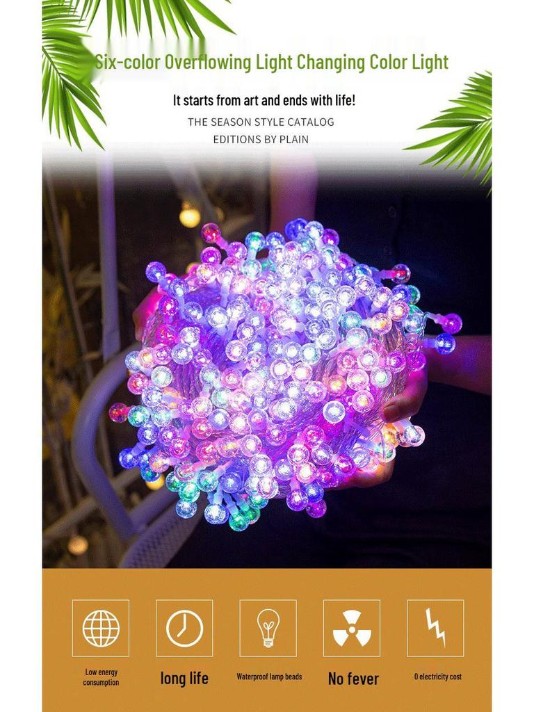Color-Changing LED Solar String Lights - Outdoor Rainproof Fairy Lights for Camping and Courtyard Decoration