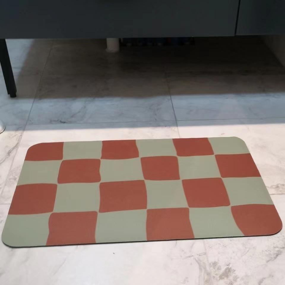 Creative Checkerboard Quick-drying Door Mat Modern Simple Diatom Mud Absorbent Mat Bathroom Toilet Non-slip Rug