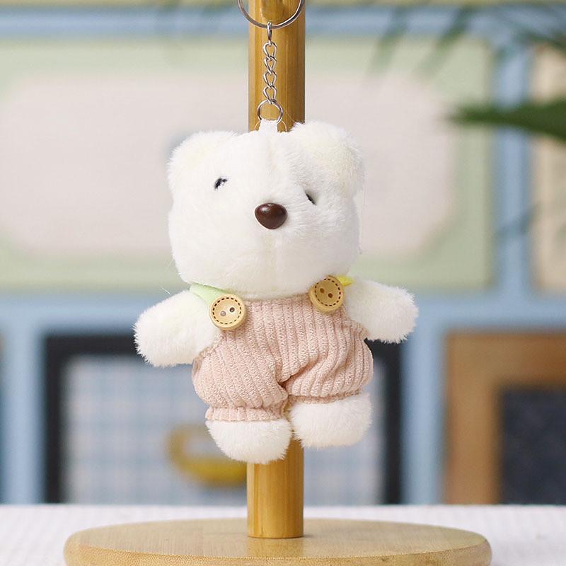 Plush Teddy Bear Keychain With Cute Suspender Design For Bags And Backpacks