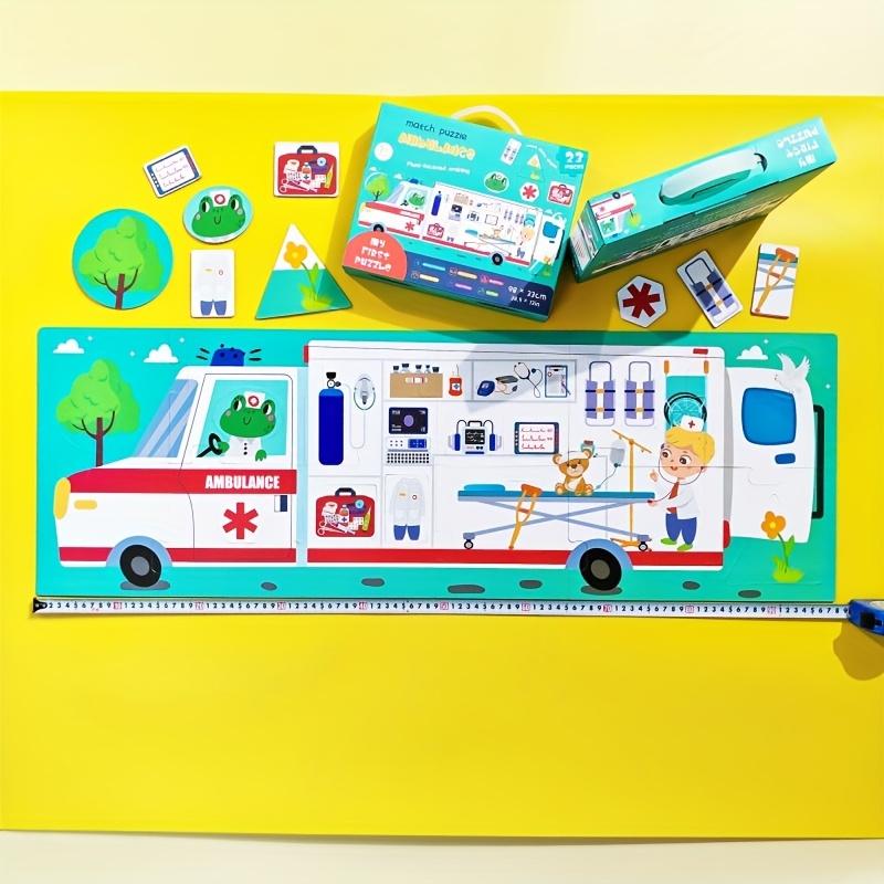 Jumbo Floor Puzzle Fire Truck Toddler Puzzles for Kids Firefighters Emergency Rescue Ambulance Jigsaw Puzzles Toys for Boy Girl