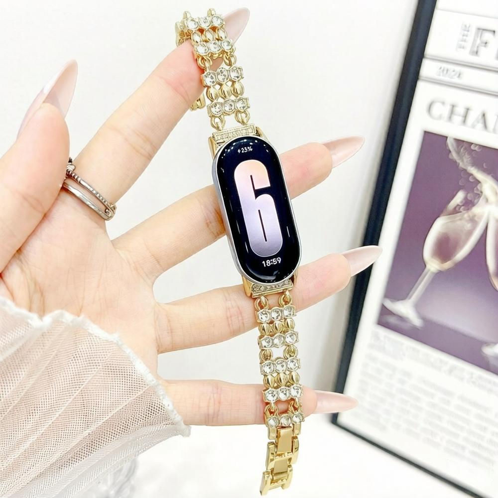 Luxury Diamond Watch Band for Mi Band 8 9 10 Detachable Women Slim Metal Strap for Mi Band 8Pro 9Pro Redmi Watch 4 5 6 Wristband
