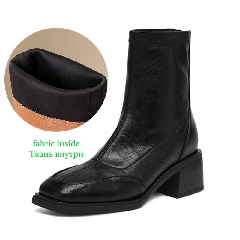 Krazing Pot Microfiber Winter Square Toe Modern Size 33 Boots Size 43 Zipper Fashion Ankle Boots