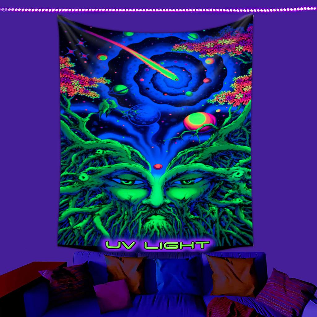 Fluorescent Tapestry UV Tree of Alien Life Purple Mushroom Fluorescent Tapestry Home Room Cloth Tapestry