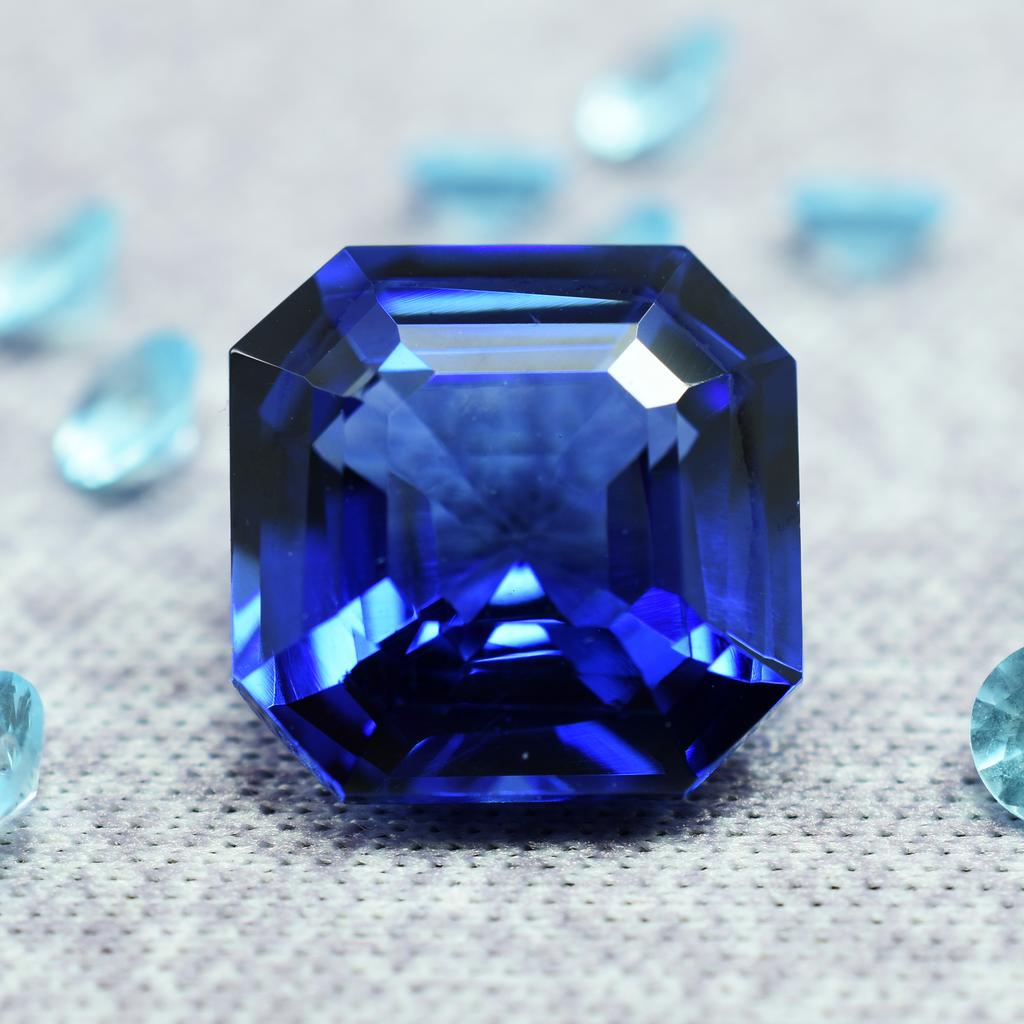 Natural Blue Ceylon Sapphire 10ct Square Cut Flawless Certified Loose Gemstone