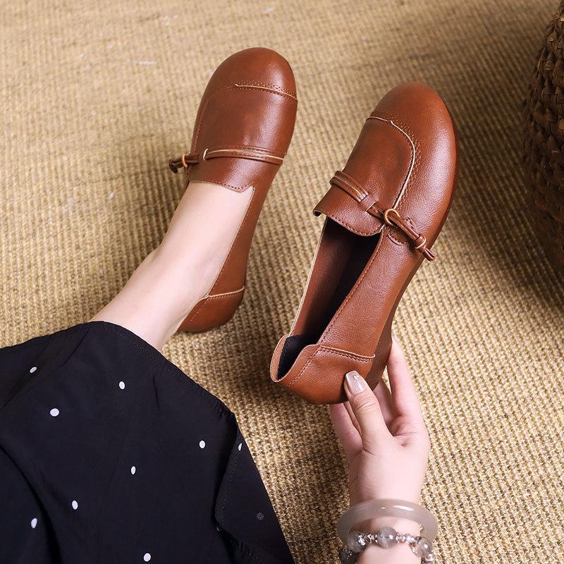 Mom shoes 2025 spring and autumn middle-aged and elderly comfortable soft-soled single shoes women's one-pedal non-slip beef tendon sole round h