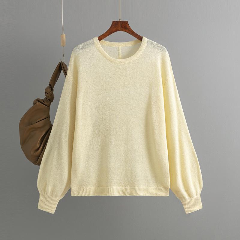 Women's Autumn Winter Knitted Pullover Sweater O-neck Full Sleeve Loose Knitwear Top Solid Color