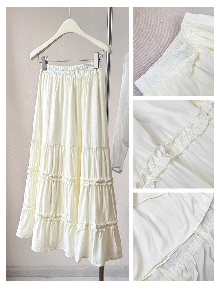 Damen 2026 High Waist Schlankmachender Doppellagiger Holzohrsaum A-Linie Kuchenrock