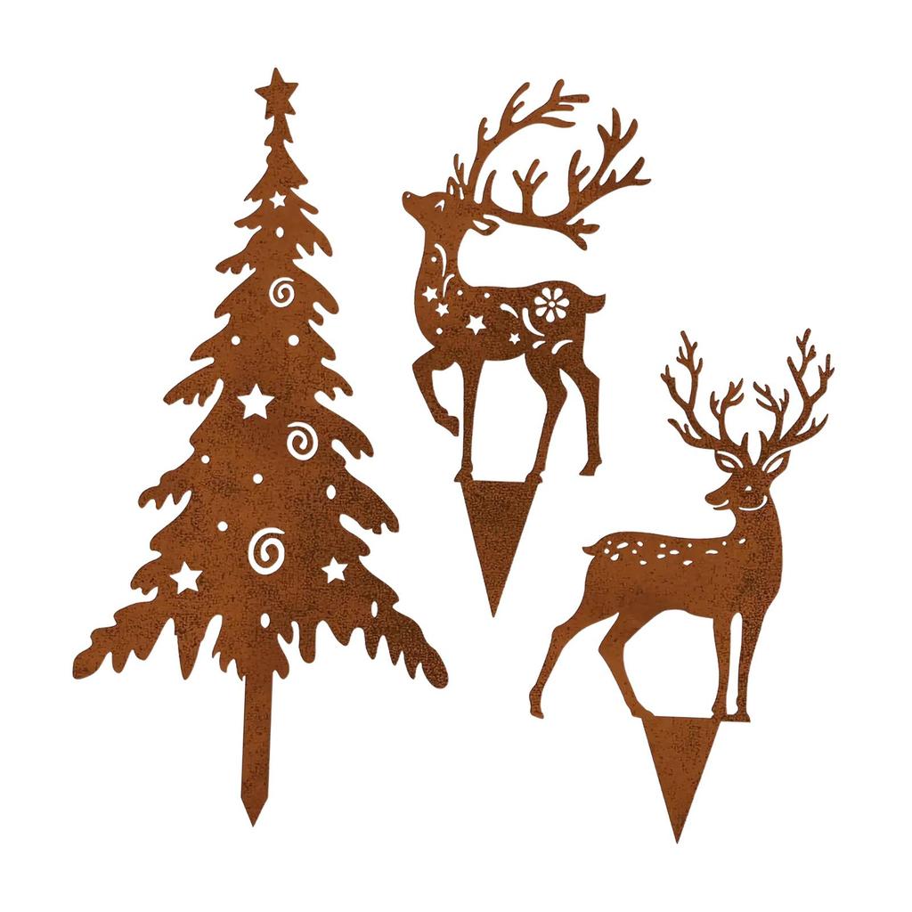 Silhouette-Pfahl Weihnachts-Gartendekoration Metall-Terrassen-Dekoration Vielseitige Kunst-Dekoration für Feiertags-Außenbereich