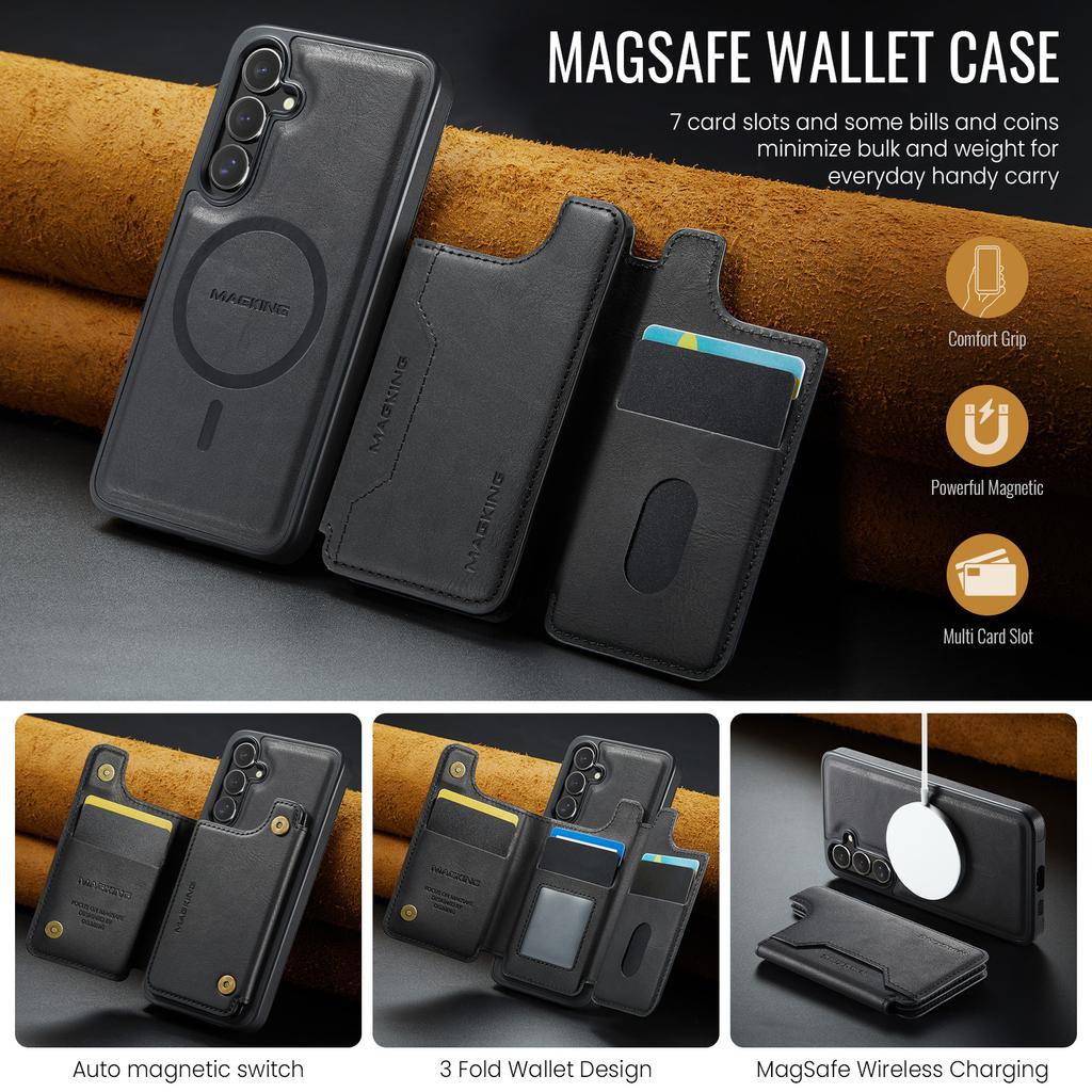 MAGKING K3 Series For Samsung Galaxy S26+ Magnetic Case Detachable Wallet PC + TPU + PU Phone Cover