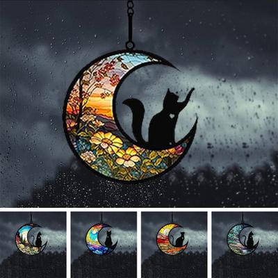 Cat Memorial Suncatcher Pendant Personalized Handcrafted Pet Loss Sun Catcher Ornament Window Hangings