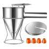 40oz Stainless Steel Funnel Dispenser with Rack Cupcake Pancake Batter Maker Octopus Fish Ball for Home Kitchen Baking Gadgets