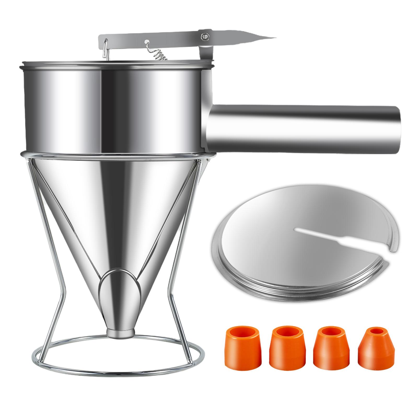 

40oz Stainless Steel Funnel Dispenser with Rack Cupcake Pancake Batter Maker Octopus Fish Ball for Home Kitchen Baking Gadgets