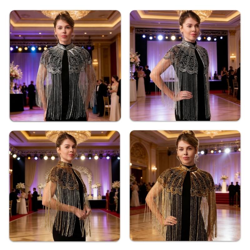 Luxury Long Tassels Indian Shawl with Beadwork And Soft Polyester Fabric Bohemian Fringe Evening Wrap
