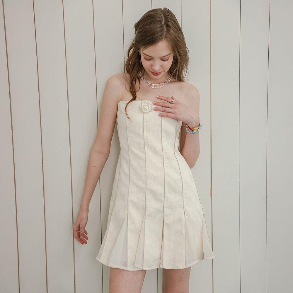 Deondeulob Dd_Tube Pleats Mini Dress_Ivory