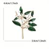 Vintage Enamel Green Leaf Pearl Flower Brooch - Elegant Unique Design, Unisex Luxury Jewelry, Perfect Holiday Gift