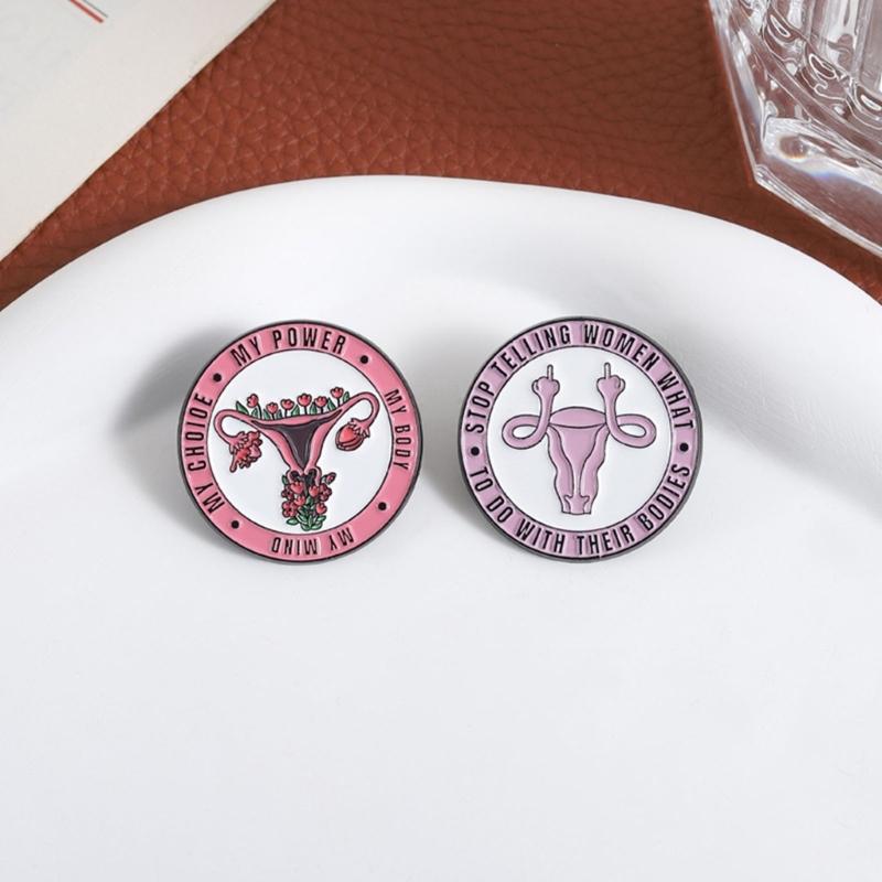Contemporary Female Reproductive Art Brooch Shining Alloy Pin Trendy Uterus Badge Accessory For Special Occasions