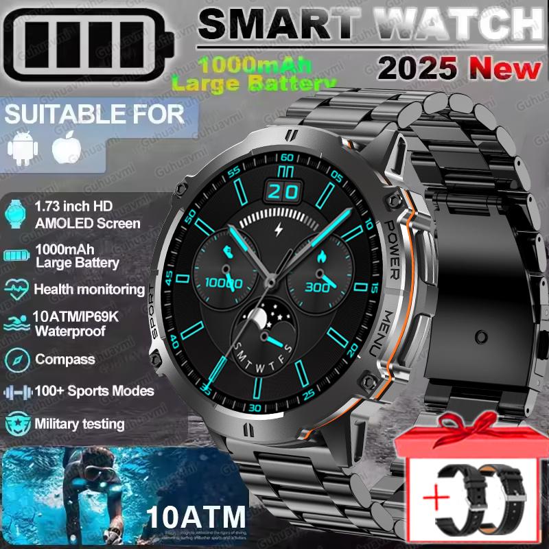 New TANK 3 Men Swim 1000mAh Battery Smart Watch IP69K&10ATM Waterproof GPS Compass Altimeter Call AMOLED Outdoors Sport Watches
