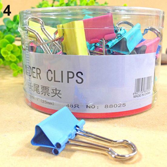 1 Tub Assorted Color Metal Paper Clamps Office Document File Ticket Binder Clips