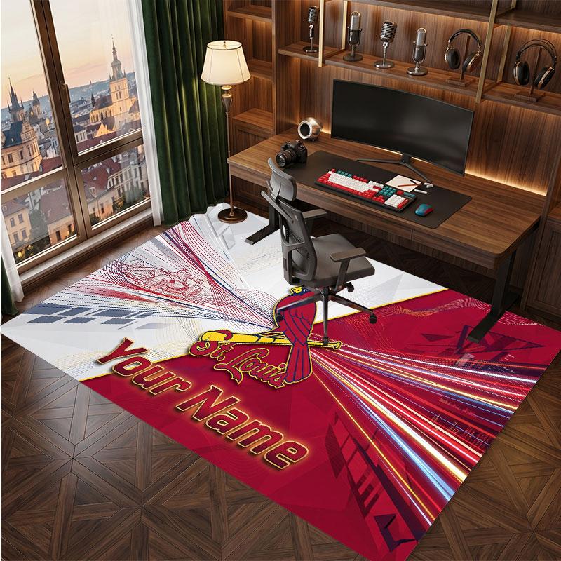 St. Louis Cardinals Personalized Crystal Velvet Carpet, Customized Name Text Soft Anti‑Slip Rug for Living Room Bedroom