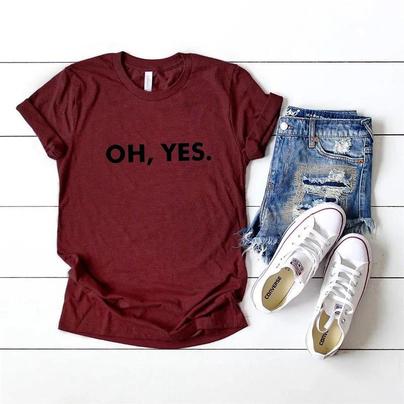 

OH,YES Letter Print Women T Shirt Short Sleeve O Neck Loose Women Tshirt Ladies Tee Shirt Tops Clothes Camisetas Mujer XXXL бордовый
