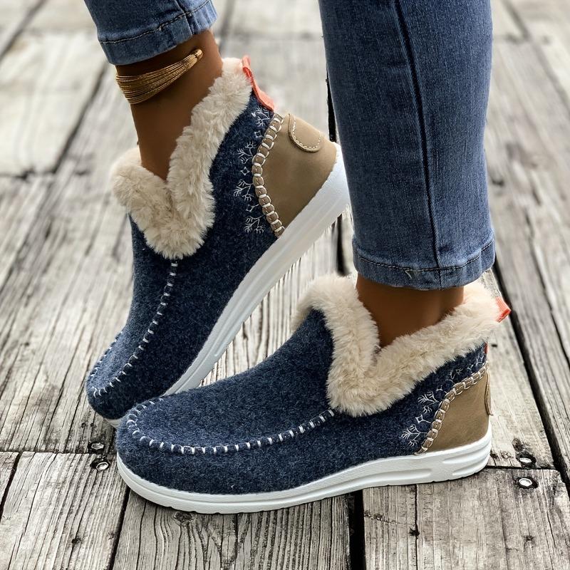Women's Winter Furry Slip-Resistant Platform Sneakers/Boots - Thick Platform Height Increase