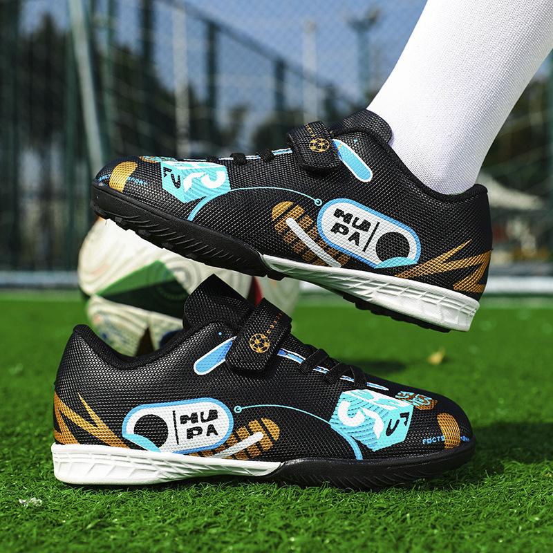2025 New Children's Football Shoes Students Boys and Girls TF Broken Nails Velcro Women's Training Sneakers