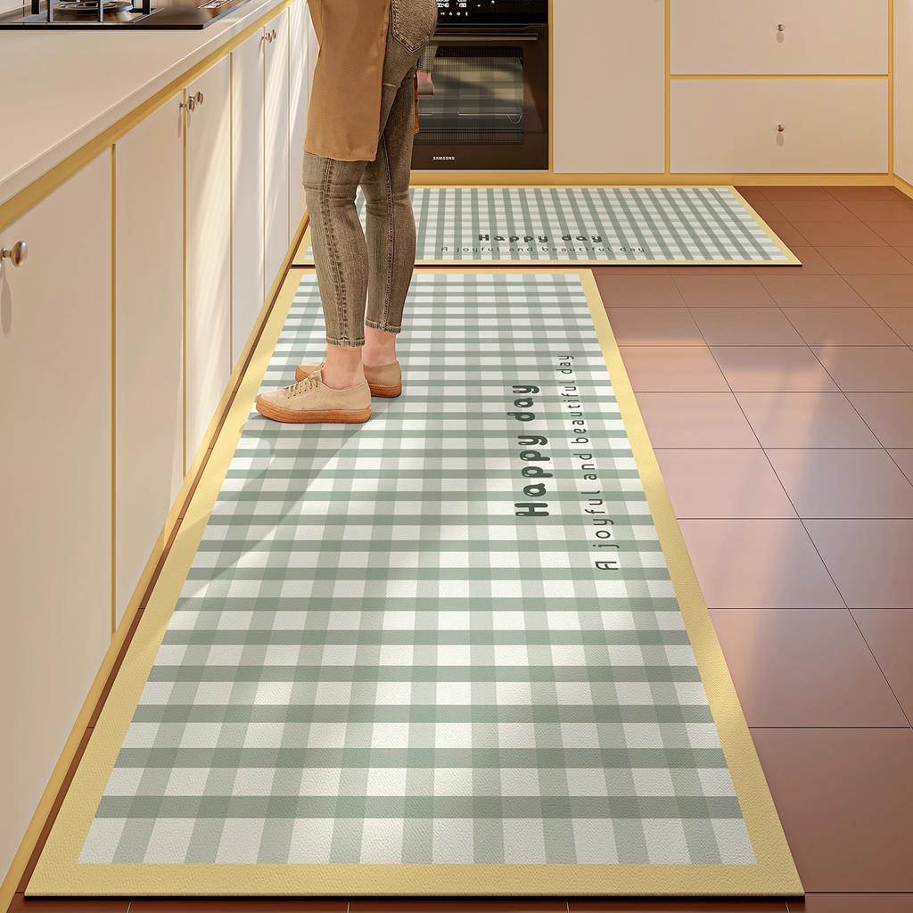 Kitchen Floor Mat Long Strip Runner Rugs Non-slip PVC Leather Washable Kitchen Rug Oil-proof Waterproof Carpet Home Decoration