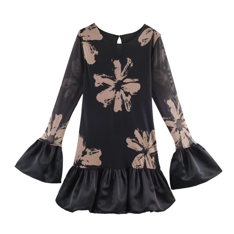 2026 Stylish European & American Slim Fit Round Neck Printed Dress Extra Large
