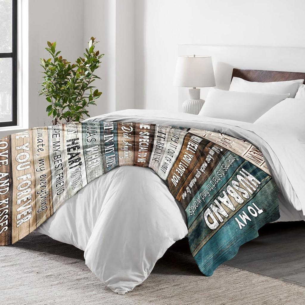 Valentine's Day Gifts for Husband Blanket 60" X 50", Gifts for Husband from Wife, Husband Anniversary Wedding Gift, Birthday Gift for Husband,