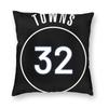 KarlAnthony Towns Square Pillowcase Polyester Linen Velvet Pattern Zip Decor Pillow Case Home Cushion Cover