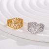 Bohemian Filigree Ring Women Stainless Steel Gold Color Finger Rings Vintage Aesthetic Zircon Birthday Gift Wholesale
