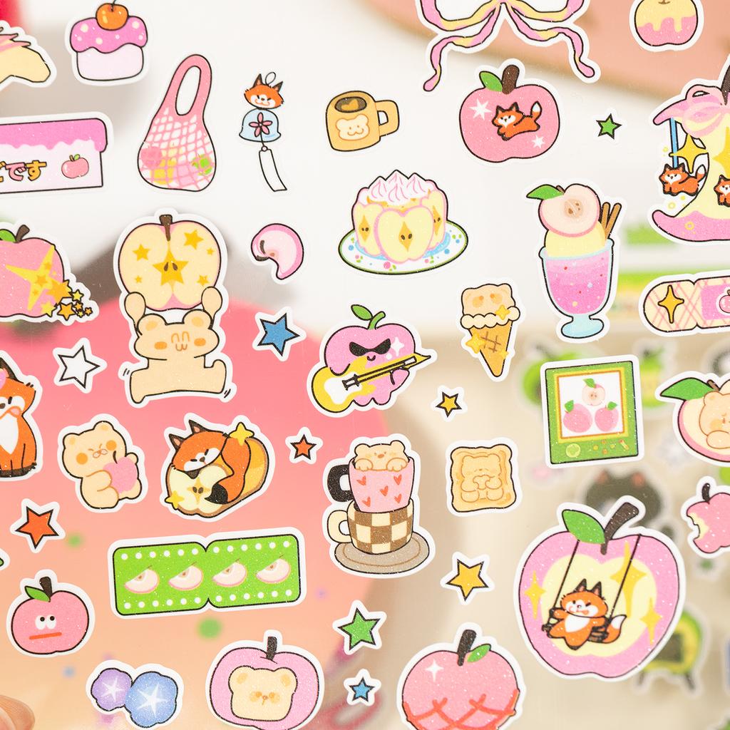 1 PC Apple Paradise Series Kawaii Cartoon Stickers DIY Diary Album Scrapbook Planner Handbook Aesthetic Supplies