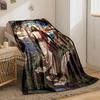 Jesus Cross Mountain Stained Glass Style Blanket  Printed Blanket for Living Room Bed Couch lunch break Soft Cozy Blanket for Friend's festival Gift