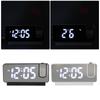 Projection Alarm Clock USB Rechargeable White Light Snooze Function Adjustable Brightness LED Mirror