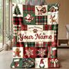 Weihnachts-Bettdecke mit individuellem Namen, Flanell, warm, gemütlich, Überwurf, Heimdekoration, Weihnachtsgeschenk