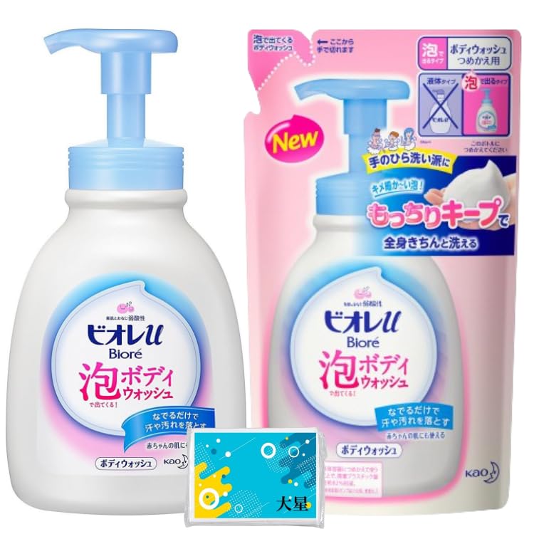 

[Bottle & Refill] Biore Foaming Body Wash - Bottle 600ml + Refill 480ml + Bonus (Original Tissues)