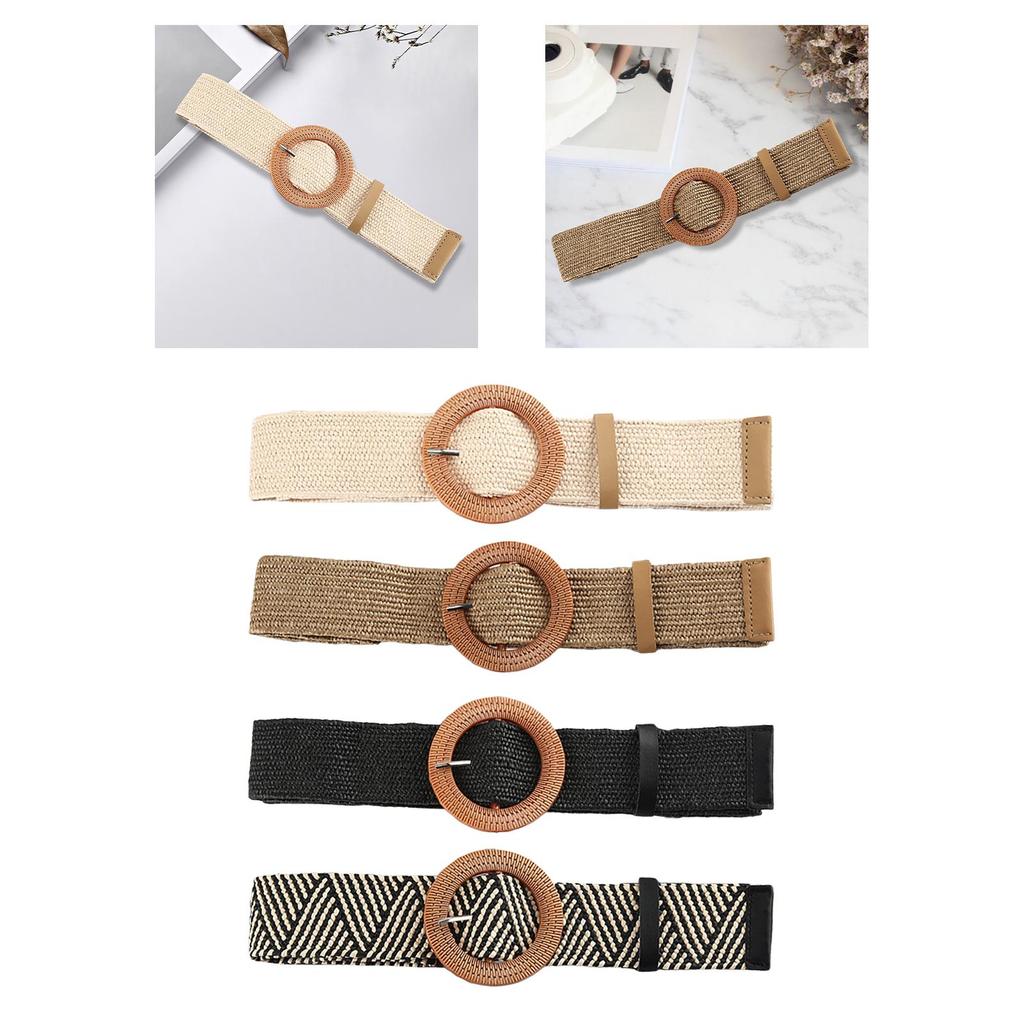 Straw Woven Belt Waist Dress Band Women Waist Belt Casual Boho Waistband Belt