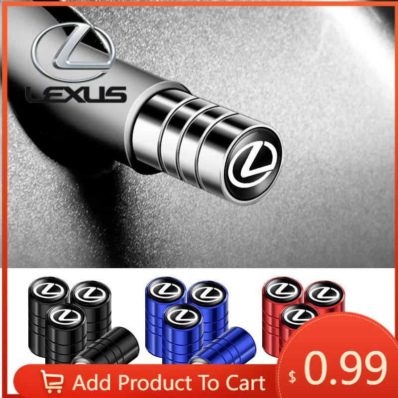 Interior Stickers 4Pcs Car Wheel Metal Valve Caps Auto Tire Air Stem Cover Bolt Cap For Lexus F-SPORT ES RX NX LS UX LM LX GX LC