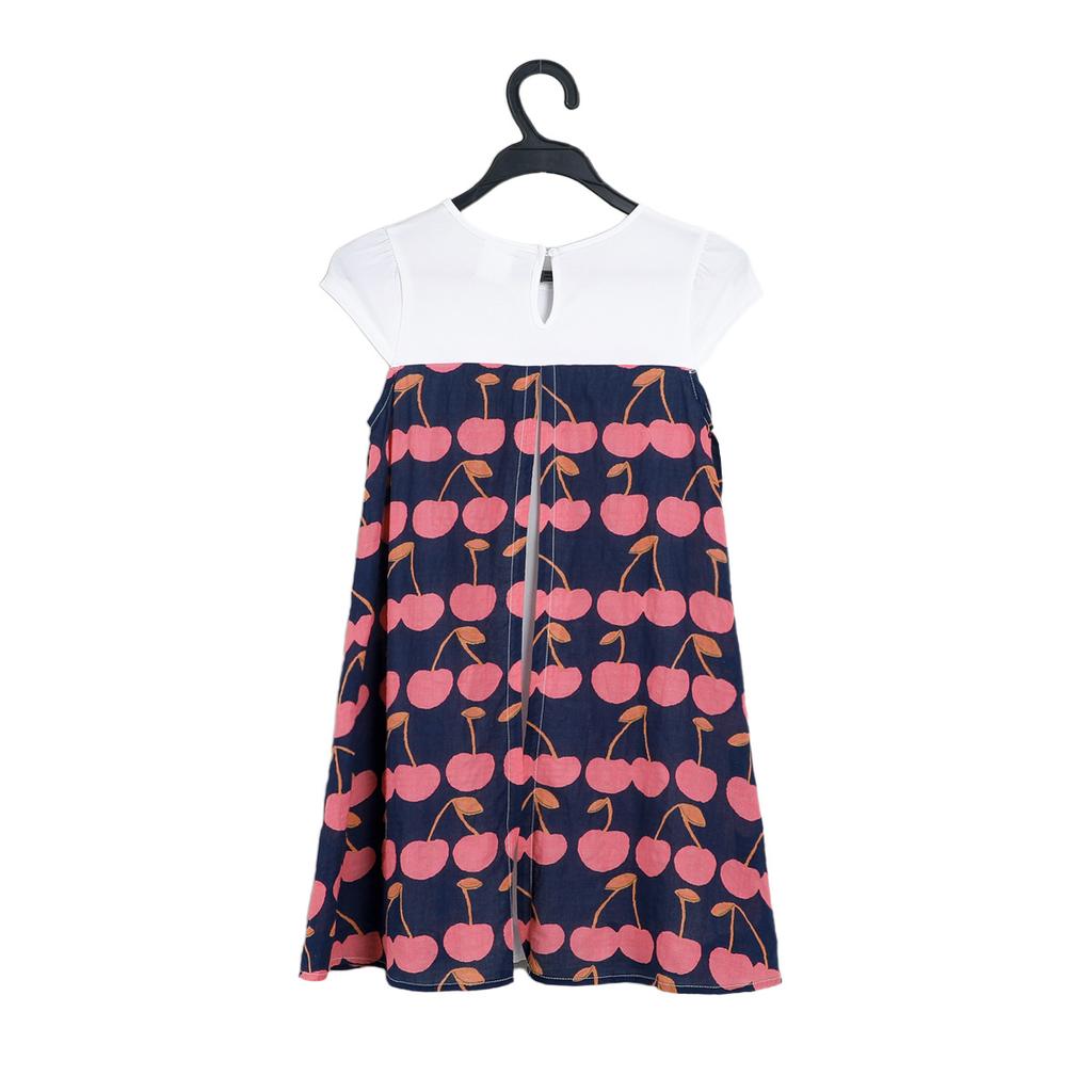 YUBAOBEI Girls' Color Matching Pastoral Dress Korean Children's Sweet Style Bows Short Sleeve Summer Princess Dress