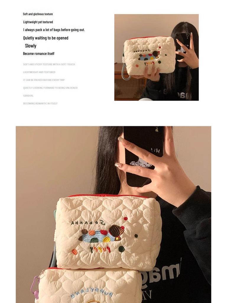 Puppy-Themed Portable Makeup & Skincare Bag – Large Capacity Travel Wash Bag for Women